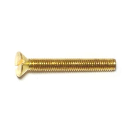 Midwest Fastener #10-32 x 1-1/2 in Slotted Flat Machine Screw, Plain Brass, 14 PK 61436